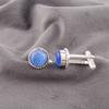 Dark Blue Cat's Eye Gemstone 925 Sterling Silver Jewelry Handmade Cufflinks0.51" CL-3-24