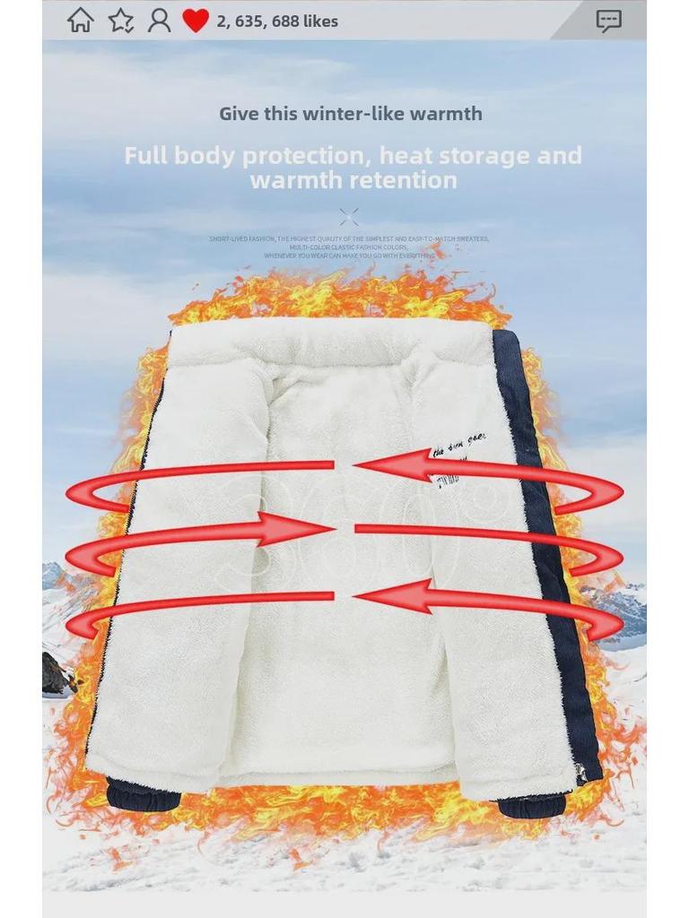 Trendy Corduroy Men's Double-Sided Cotton Jacket: Winter Lambskin & Velvet, Warm Couple's Wear