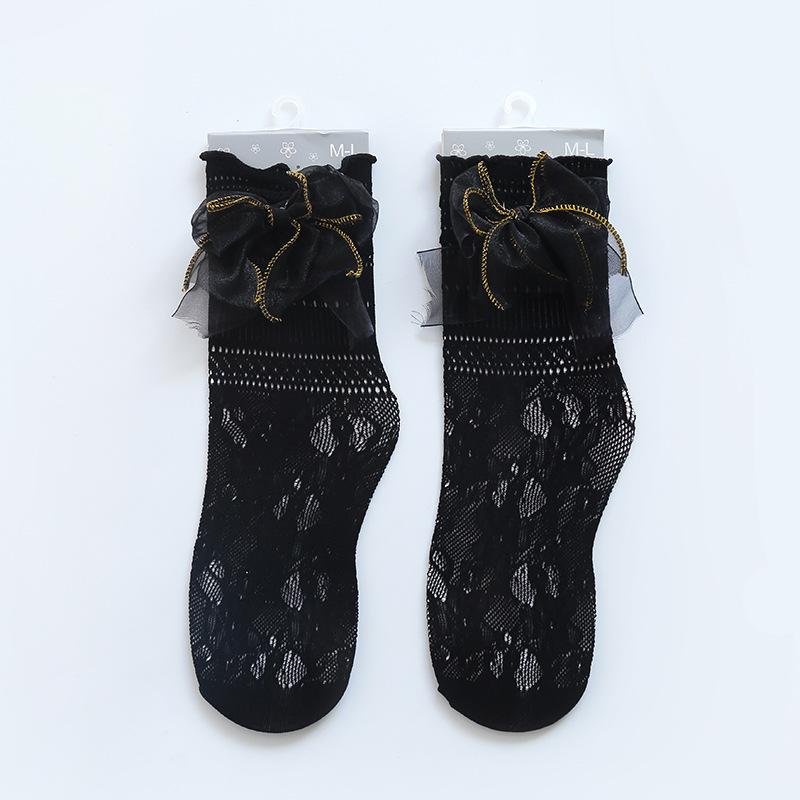 

Spring And Summer Thin Children S Mesh Breathable Medium Tube Socks Calf Socks Lace Edge White Three-Dimensional Love Girls Calf Socks One size fits all