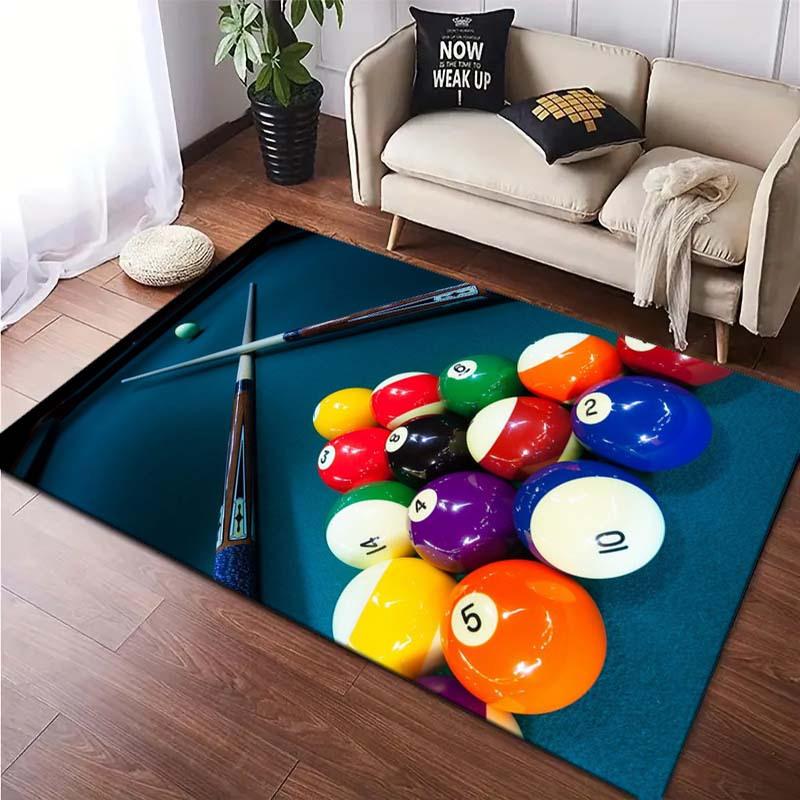Billiard Ball Rug - Sports Themed Living Room Decor | Pool Table Design Area Rugs | Fun Home Accessories