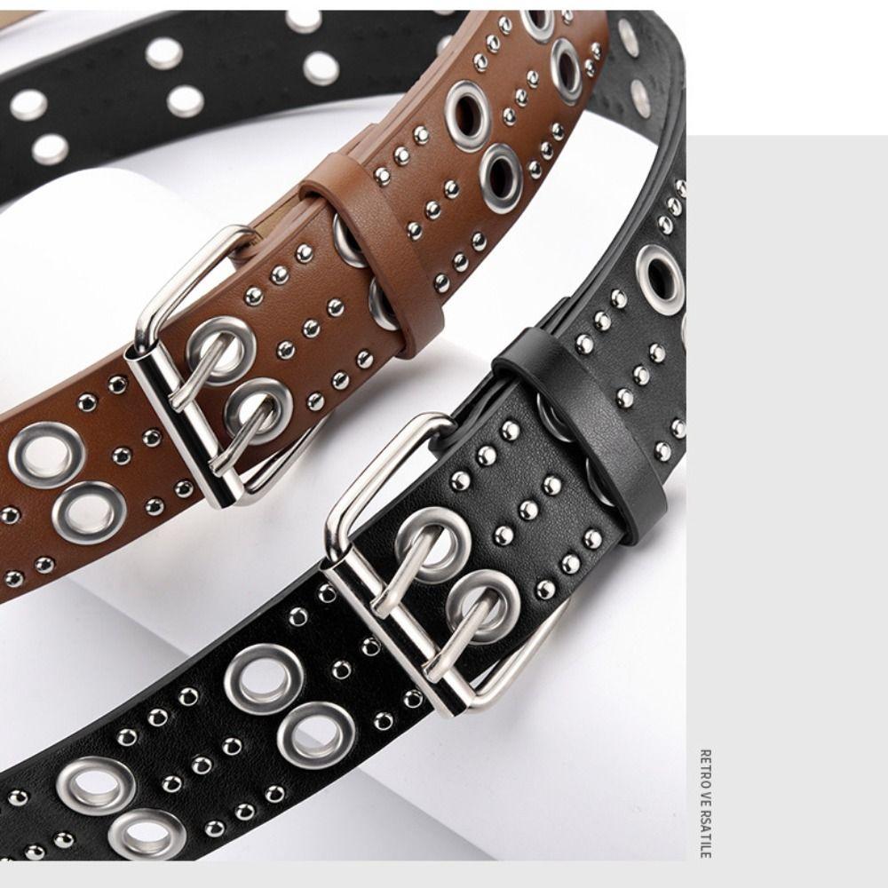 Dual Pin Buckle Business Waist Belt Luxury Design Punk Waistband  Paired with Skirts Jeans