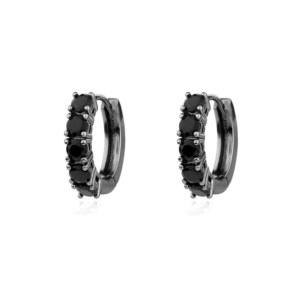 Zircon Hip Hop Hinged Hoop Earrings: Single Row Bling for Trendsetting Couples