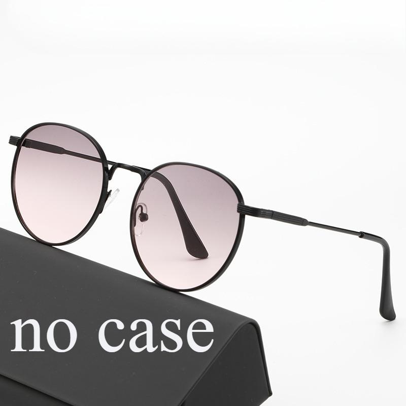 Metal round frame flat mirror unisex sunglasses new fashionable European American hip hop style trendy accessory