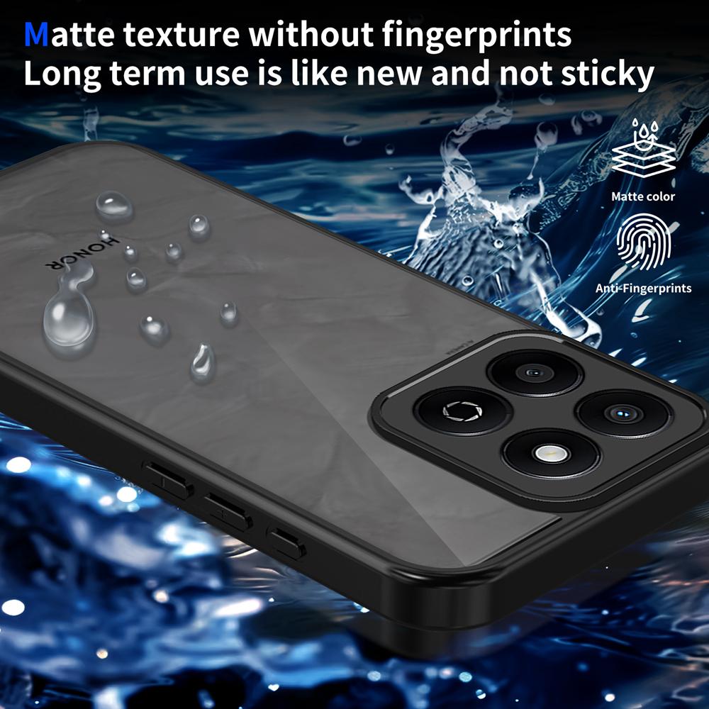KEYSION Matte Translucent Black Phone Case for HONOR X7d 5G Silicone+PC Clear Shockproof Back Cover for Honor 400 Smart 5G
