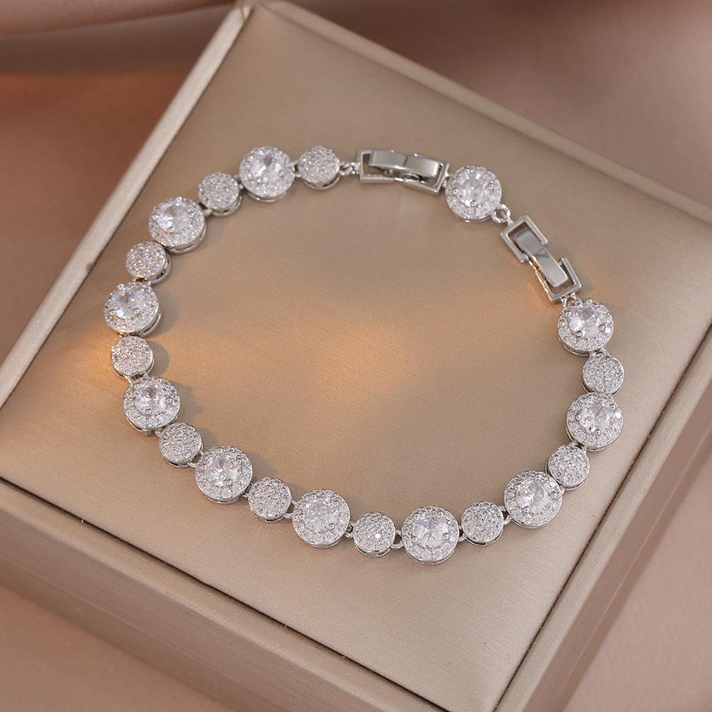 Bracelet Women'S Style Color Micro-Inlaid Zircon Bracelet Design Simple Temperament Women'S Emerald Bracelet