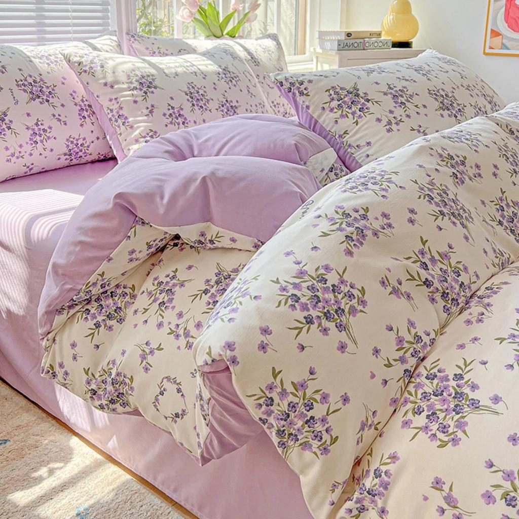 HOMZY Washed Cotton Double Yarn Single Quilt Cover Simple Wind Ins Wind Small Floral Korean Version Duvet Skin Friendly Bedding