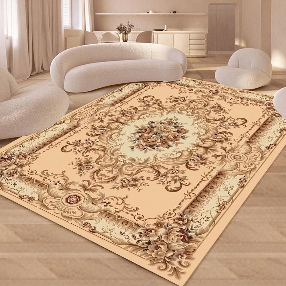 Evropský Retro Květinový Velký Koberec pro Obývací Pokoj Luxusní Dekorace Koberec Protiskluzový Ložnice Šatna Pratelná Měkká Podložka