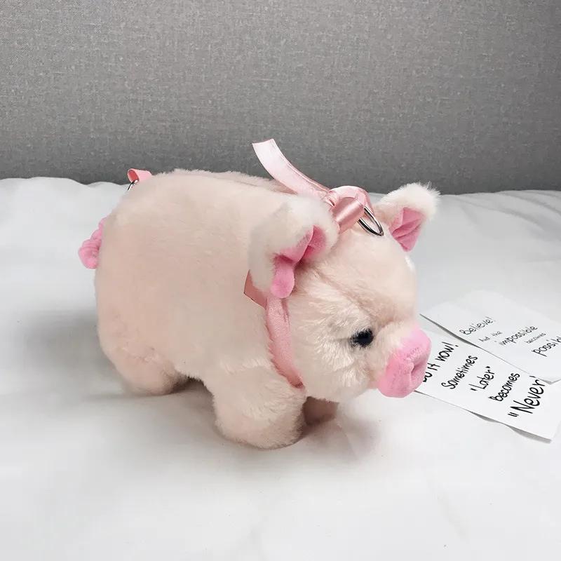 Cute Pink Pig Plush Shoulder Bag Large Capacity Cartoon Doll Crossbody Handbag For Women розовый