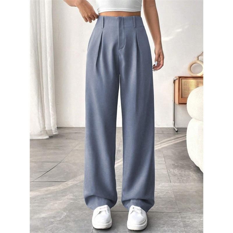 European And American 2025 Commuter High Waisted Loose Fit Trousers Spring Summer Essential Casual Wide Leg Pants For Women