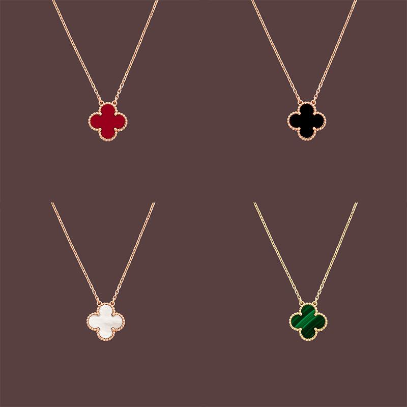 Four-Leaf Clover Double-Sided Necklace Does Not Lose Colour Female Summer Senior Sense Lucky Grass Pendant Temperament Collarbone Chain