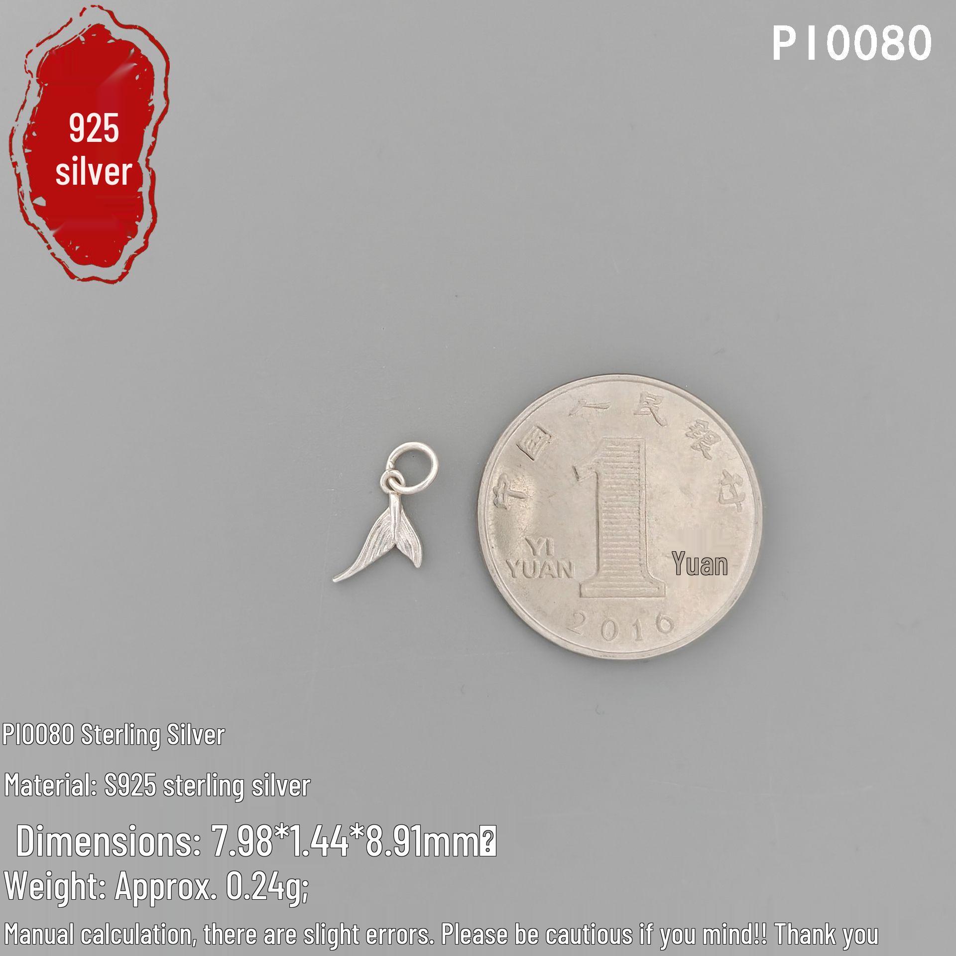 S925 Sterling Silver Fish Tail Pendant - Handmade 3D Solid Silver Accessory