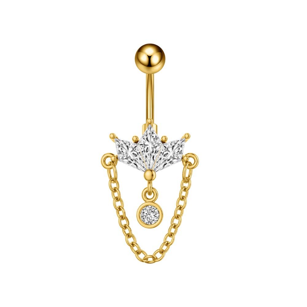 Elegant Gem Navel Piercing Copper Shiny Body Jewelry Crystal Ball Belly Button Rings  Accessories