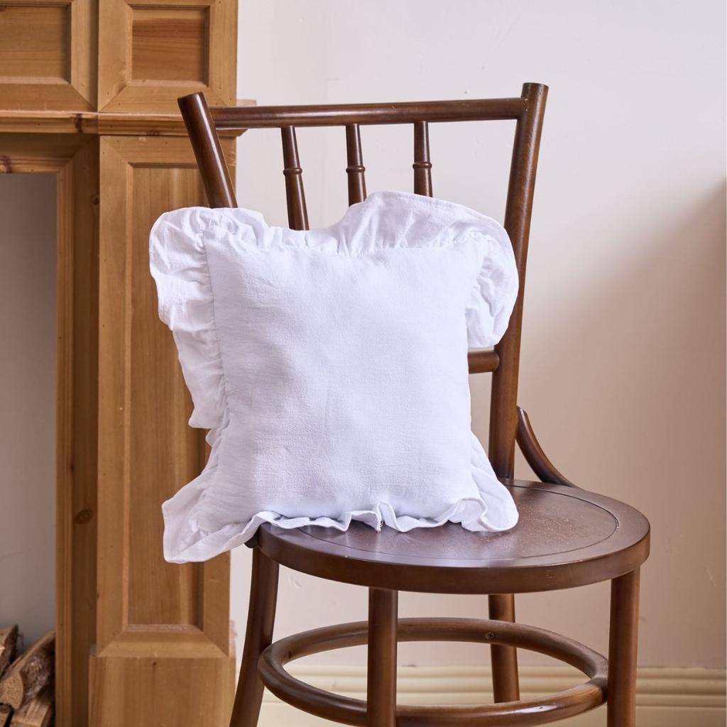 French Ruffle Edge Pillow Cover Solid Color Pillow Living Room Sofa Pillow Chair Back Waist Pillow Cover