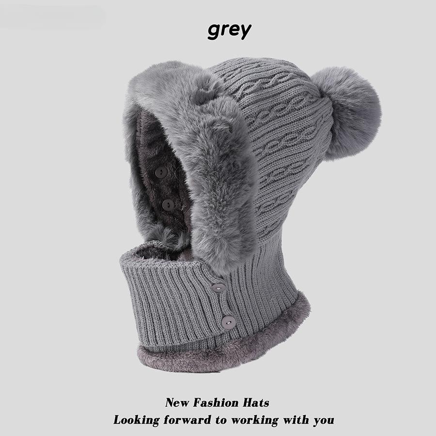 Winter Striped Women's Knitted Hat Scarf Warm Ear Protection Hat