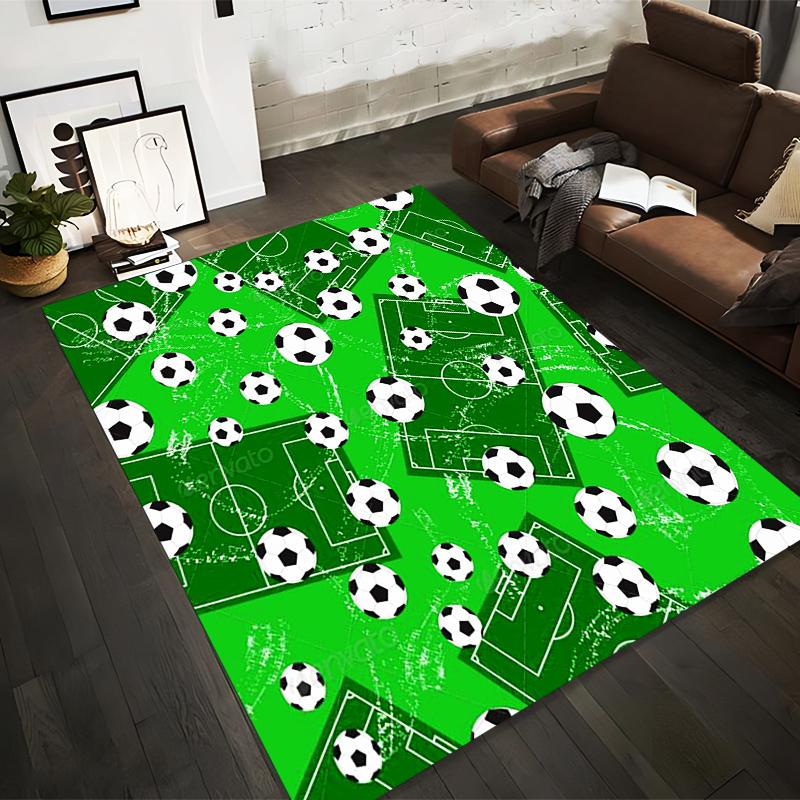 

Green Soccer Field Carpet with Footballs and Sports Game Design Pattern Suitable for use as an anti-slip for living room bedroom sofas 40x60cm( 15x23in )