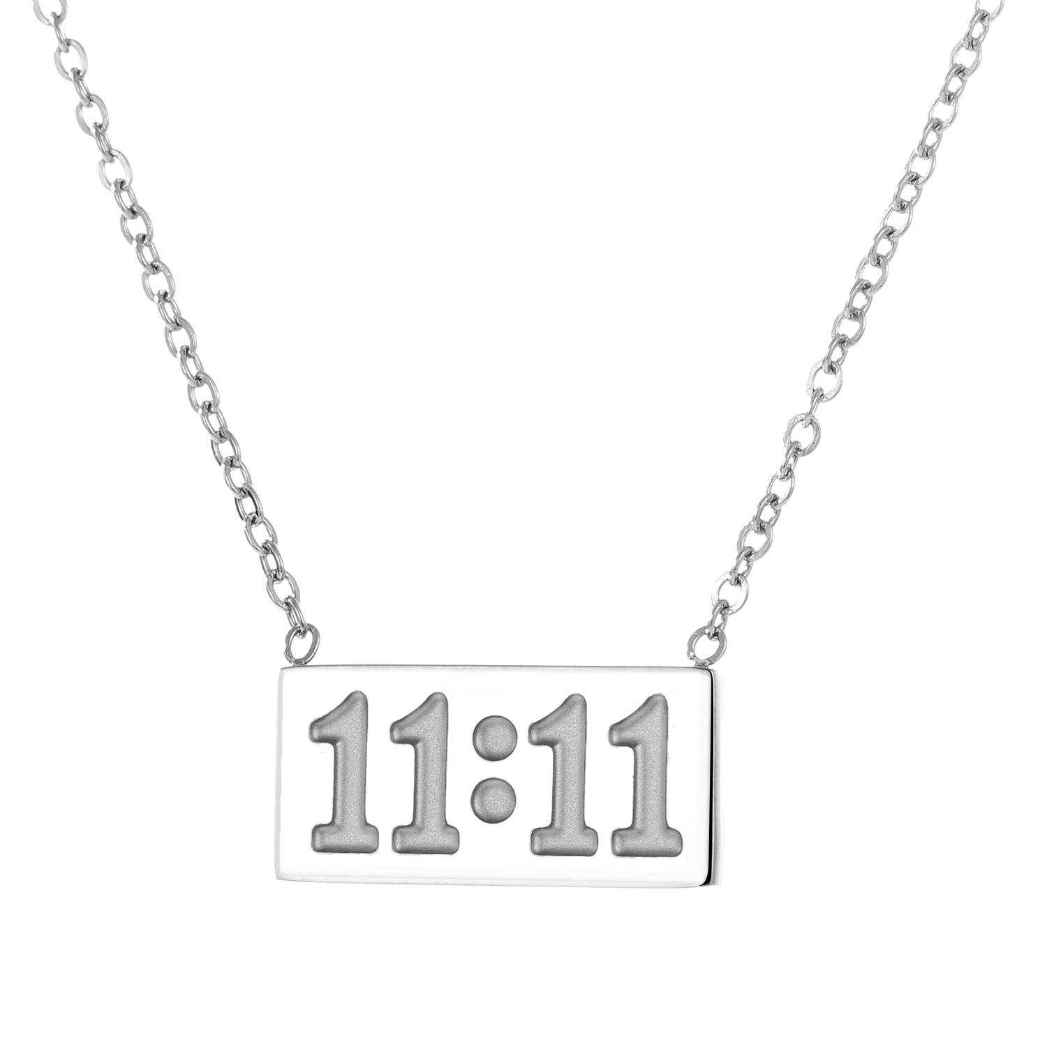 

Tainless Steel Necklace 11:11 digit Square Stainless Steel Pendant Stainless Steel Gold Silver Color Tarot Necklace