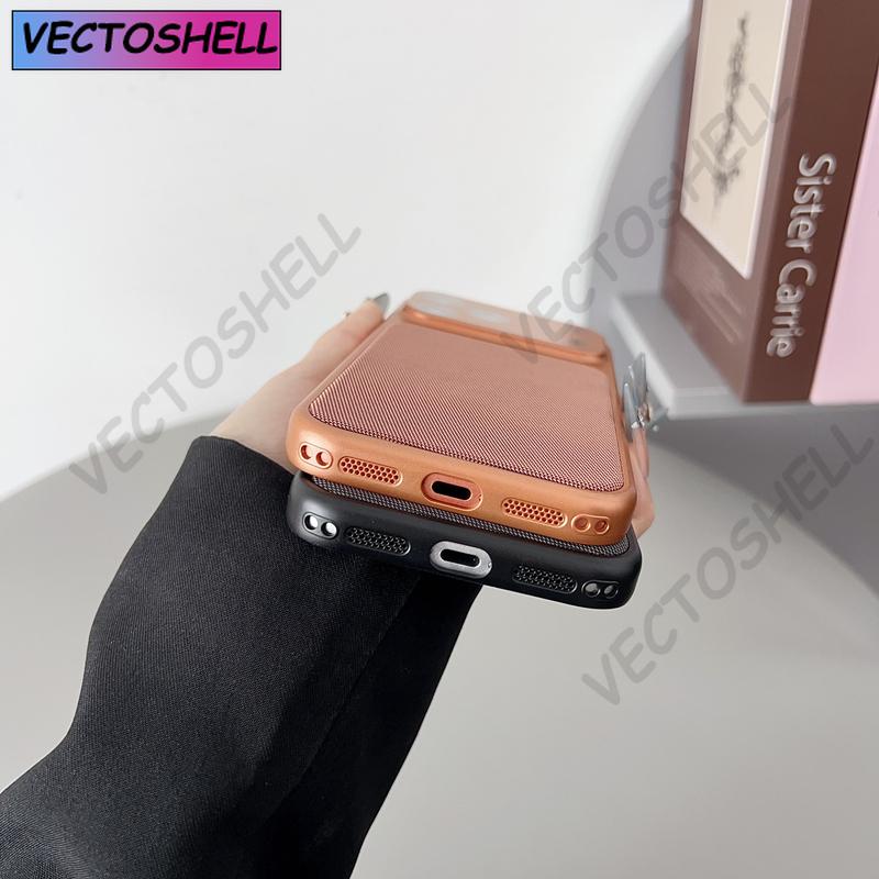 Solid Color Weave Texture Magnetic Phone Case For iPhone 17 17Pro Max 16 15 14 13 12 All Inclusive Lens Wireless Charging Cover