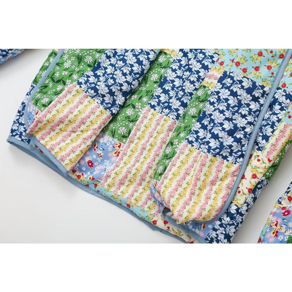 GMXIA Damen Vintage Lässig Floral Print Frühling Herbst Langarm POLO Kragen Jacken & Mäntel