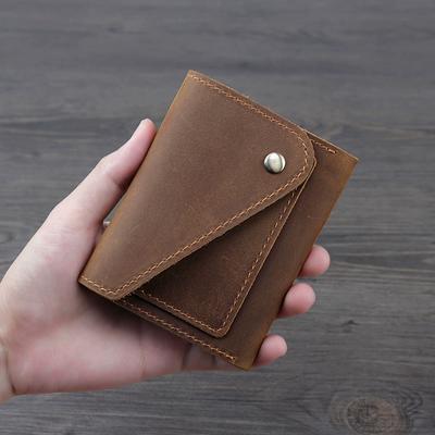Retro Short Men's First Layer Cowhide Wallet Genuine Leather Men's Bag Women's Small Wallet Card Holder Card Cover Coin Cover Tide