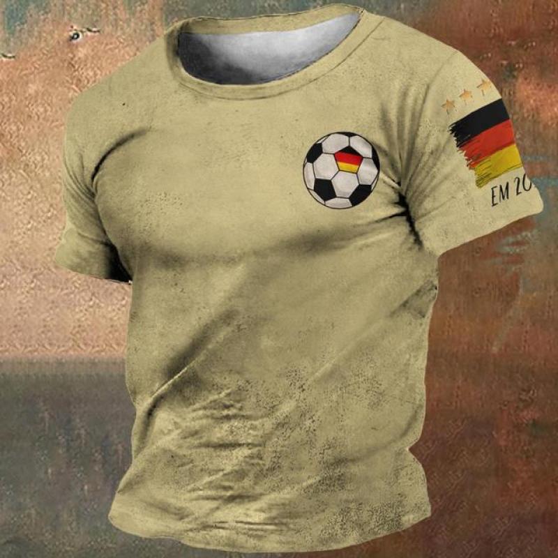 2024 Vintage T Shirt For Men Retro German Flag Graphic 3D Printed T Shirts Short Sleeve Tees O-Neck Oversized Male Clothing Tops