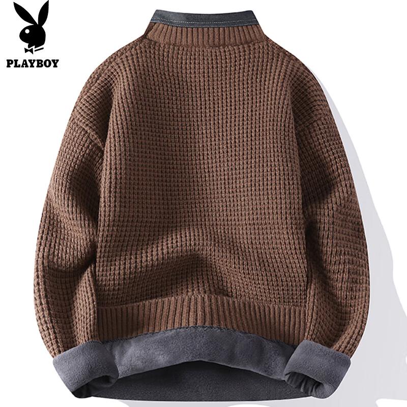 Playboy Men's Fleece-Lined Faux Two-Piece Sweater