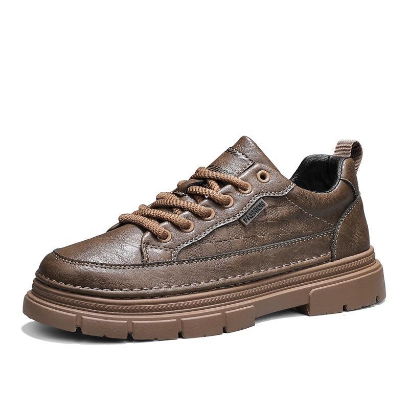 Light luxury autumn low-top sports and leisure shoes, youth flat-soled leather skateboard shoes
