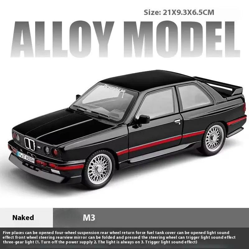 1:24 1988 M3 E30 Lichtmetalen Sportwagenmodel Diecasts Metaal Klassiek Auto Model Hoge Simulatie Geluid En Licht Speelgoed Cadeaus