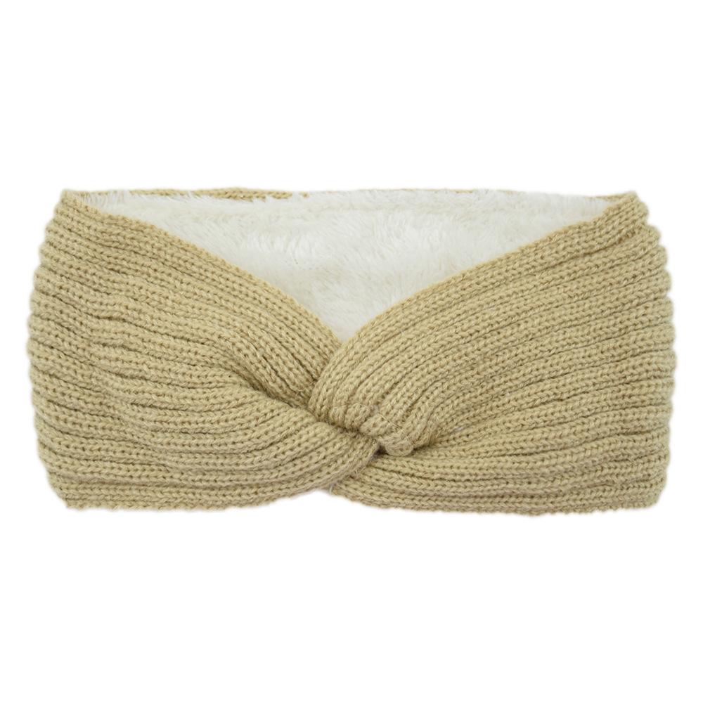 Wide Cross Fleece Lined Knitted Headbands For Woman Solid Warm Hairband Elastic Sports Yoga Headwear Girls Hair Accessories New