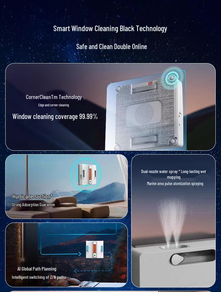2025 Electric Glass Window Cleaning Robot with 4 Water Sprays - Automatic High-rise Household Tool