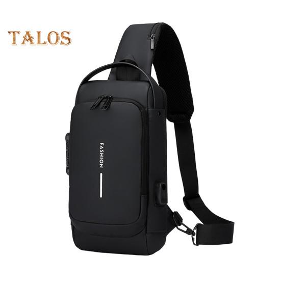 

Мужская нагрудная сумка, водонепроницаемая, противоугонная, с двумя молниями и кодовым замком, сумка на ремне, USB-порт для зарядки, многослойный портативный рюкзак для путешествий через плечо