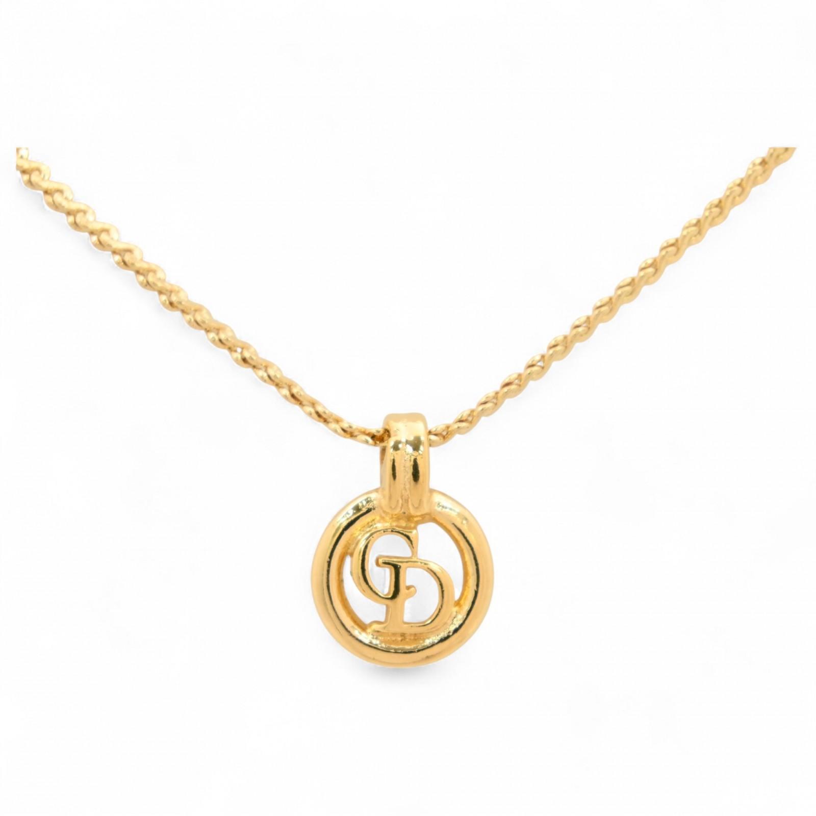 

Auth DIOR Necklace CD logo Gold di4405jh