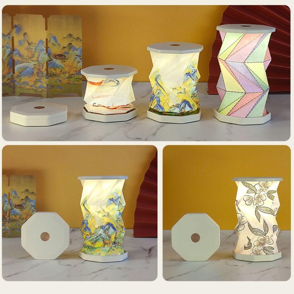 Portable Folding Table Lamp Rechargeable Night Light Foldable Paper Lamp  Bedroom Living Room