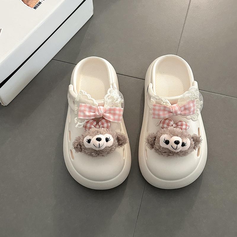 SSBL Bow Sydney Bag Head Half Slippers Women's Outer Wear 2025 Spring and Summer New Hole Shoes Two Wear Sandals