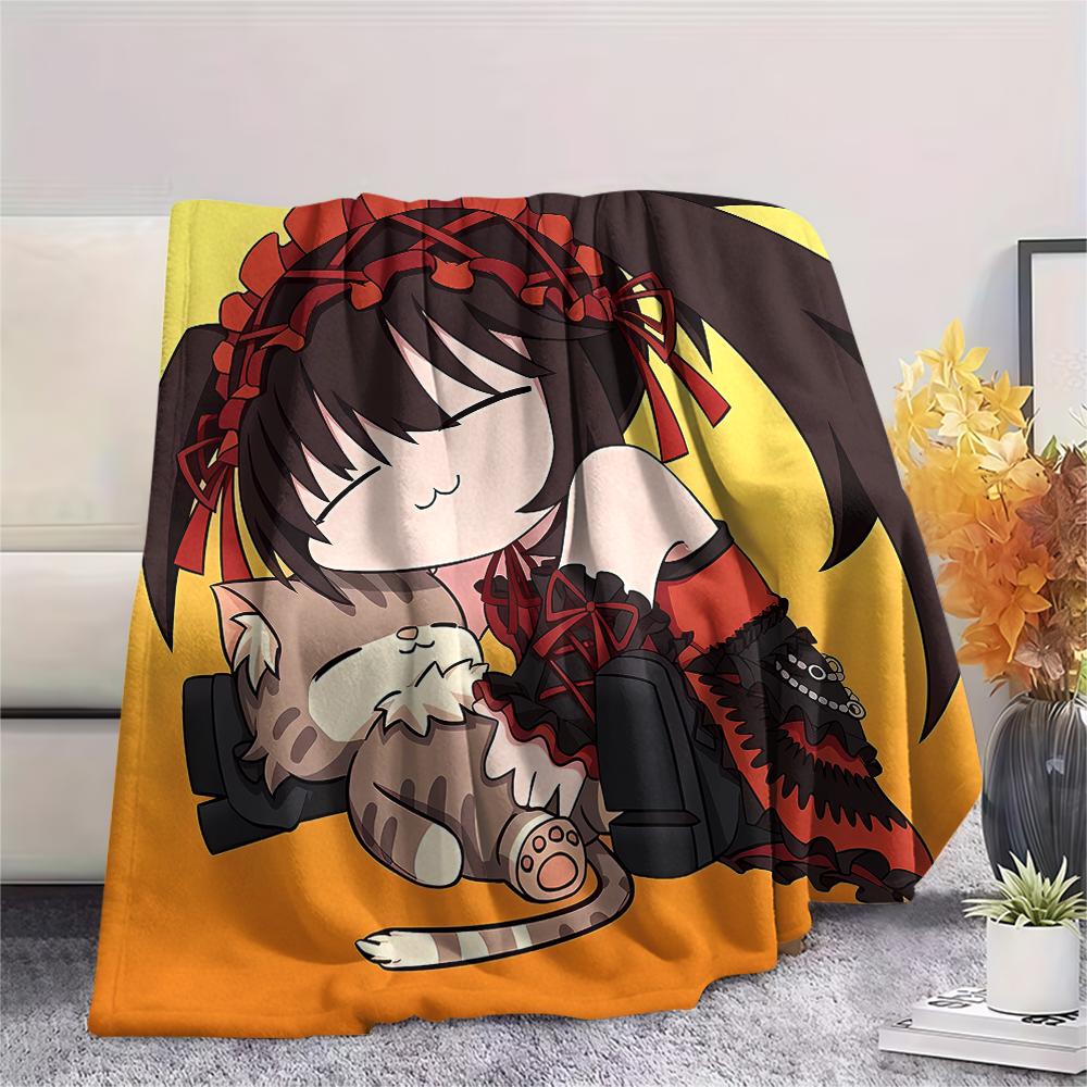 1PC Kurumi Print Flannel Blanket, High quality All Seasons, Home Decor, Warmth and Comfort, Perfect for Christmas Gifts
