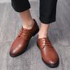 Men's Shoes Men's Business Casual Shoes Fashion Breathable Hole Shoes Youth Lace-up Small Leather Shoes Men