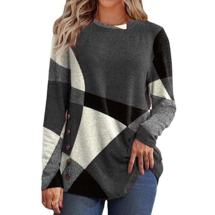 Women Casual Long Sleeve Blouse Shirt O Neck Spring Autumn Fashion Top