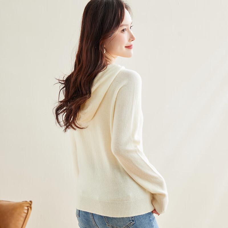 SNOWFLYING Women's Hooded 100% Wool Sweater