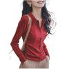 Light French Niche Top Foreign Style Red Velvet Shirt Women's Autumn