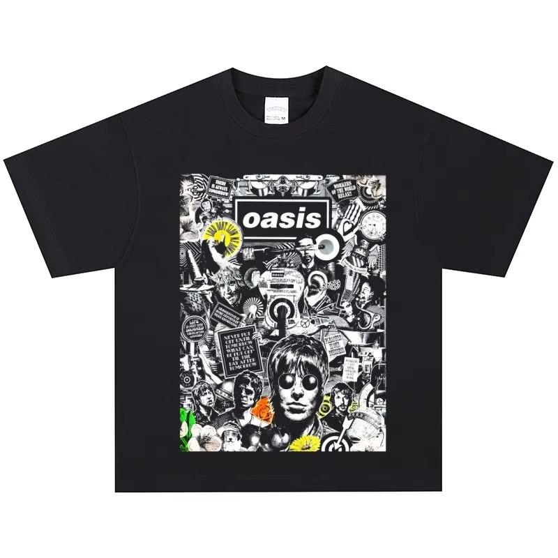 Oasis Oasis Band Rock American Retro T-Shirt Old Street Cotton Printing Loose Short Sleeves