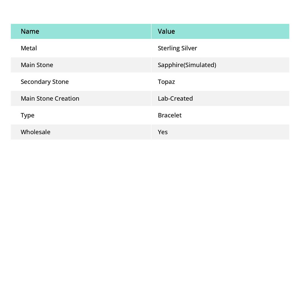 Sapphire  Natural Topaz 925 Sterling Silver Bracelet 7-8" L7y82