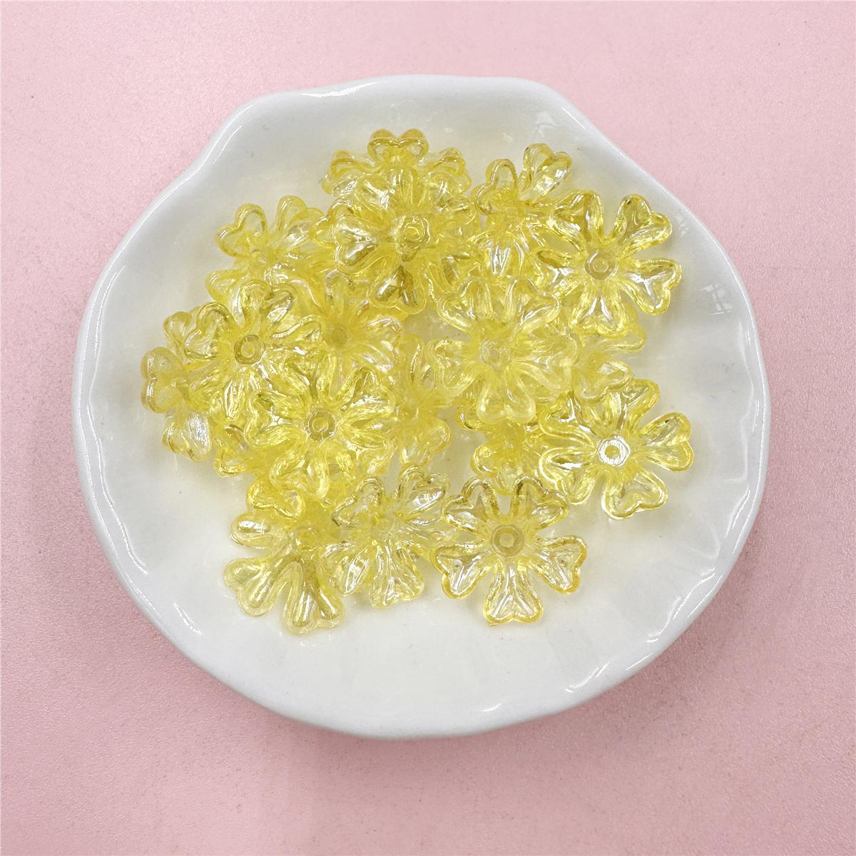 

Многоцветный браслет из свободных бусин-разделителей, ожерелье, подвеска-цветок для изготовления заколок для волос, прозрачные акриловые бусины-рецептакли с 5 лепестками, ручной работы жёлтый