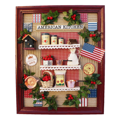 Billy Handmade Dollhouse Kit Natural Frame Kit American Kitchen 8552