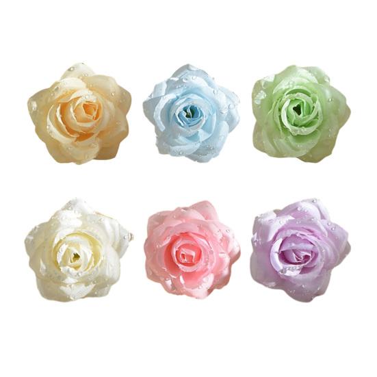 6 Stück künstliche Tautropfen-Rose Real Touch Kunstseide Rosenblütenköpfe für DIY Hochzeitssträuße Party Heimdekoration