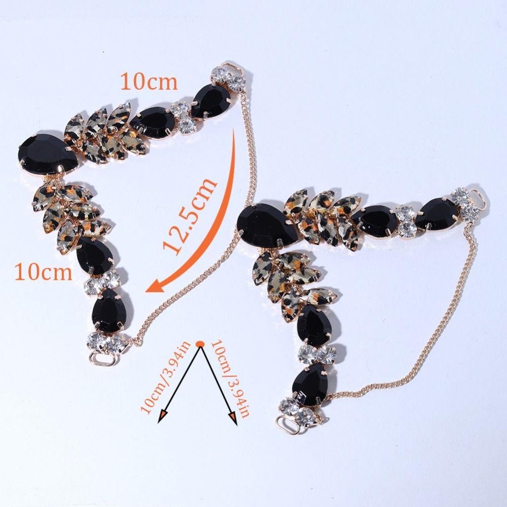 2pcs Acrylic Crystal Sandal Beach Slider Decorate Chain Removable DIY Herringbone Slipper Chain Shoe Flower Ladies
