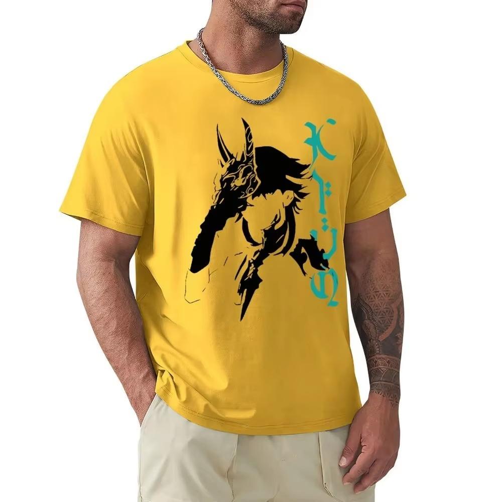 Genshin Impact Xiao Portrait T-Shirt Men Game Manga Awesome 100% Cotton Tees Round Collar Short Sleeve T Shirts Printed Tops