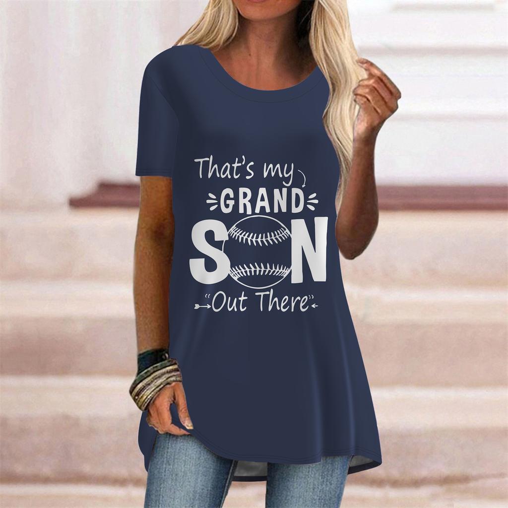 Plus Size Women Summer Yellow Tennis Ball Printed Comfy Short Sleeve Round Collar T-shirt Casual Baggy Mid Length Tee Tops