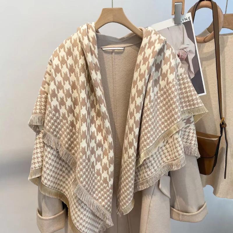 New imitation cashmere scarf women's winter thickened warm square scarf fashionable versatile elegant cape