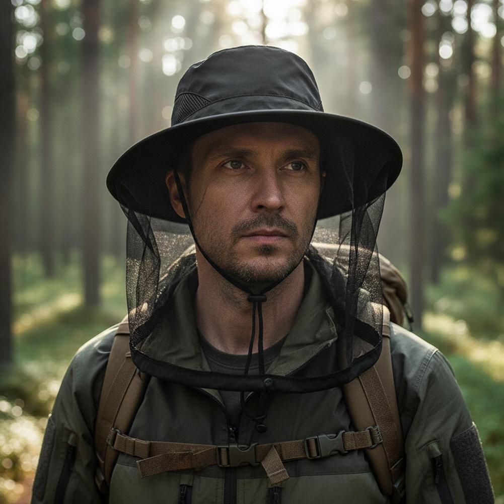 Anti-UV Sports Hat Fishing Insect Protective Cap Breathable Full-Mesh Head Net Hat Camping Hiking Hat Adjustable Unisex Hat