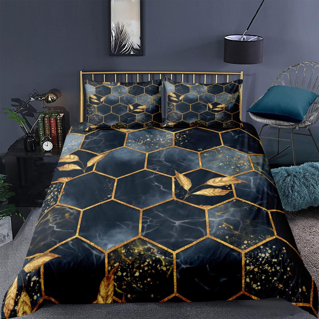 Comforter 3D Geometric Patterns Printed Softly Bedding Set Stereoscopic Dense Hole Warmly Queen King Size 2/3Pcs