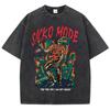 Amerikanisches Retro-T-Shirt Herrenmode Straßenkleidung Gewaschenes Altes Straßenkleidung Skelett Sänger Grafik-T-Shirts